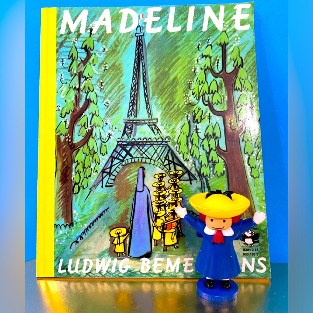 MADELINE VTG 90’s BUNDLE OF 2 MADELINE LUDWIG BEMELMANS BOOK & PVC FIGURE